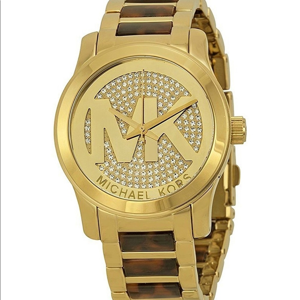 Michael Kors womens Pave Dial two tone watch
